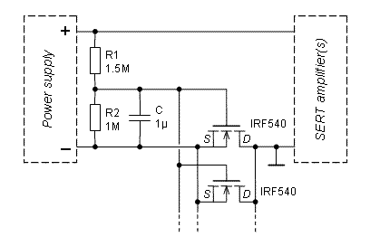 Power-on muting circuit using MOSFET switch