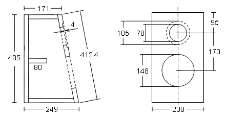 Dimensions of the CS-12 current loudspeaker