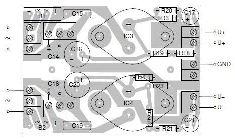 Power supply layout for the transconductance amp